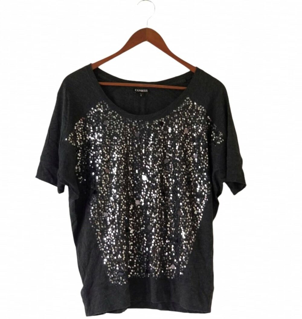 Express, Dark Gray Sequin top - Size M